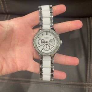 DKNY Elegant Silver and White Timepiece